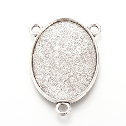 Antique Silver Tibetan Style Alloy Cabochon Connector Settings, Cadmium Free & Lead Free, Oval, Antique Silver, Tray: 18x25mm, 31x23x2mm, Hole: 3mm, about 330pcs/1000g