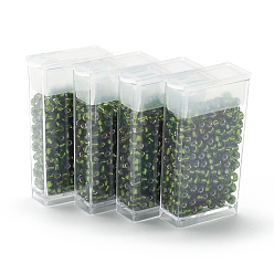 Olive Terne Perles de verre mgb matsuno, perles de rocaille japonais, 6/0 argent perles de verre doublé rocailles de trous ronds de semences, vert olive, 3.5~4x3mm, trou: 1.2~1.5 mm, environ 140 pcs / boîte, poids net: environ 10 g / boîte