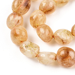 Citrine Natural Brazilian Citrine Beads Strands, Tumbled Stone, Nuggets, 10~14x8~9x4~8mm, Hole: 1mm, about 30pcs/strand, 15.5 inch