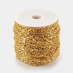 Golden Iron Cable Chains, Unwelded, with Spool, Flat Oval, Cadmium Free & Lead Free, Golden, 7x4x1mm, about 164.04 Feet(50m)/roll