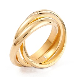 Golden Ion Plating(IP) Unisex 304 Stainless Steel Finger Rings, Criss Cross Rings, Golden, Size 6~9, 2.8~7mm, Inner Diameter: 16.5~18.9mm
