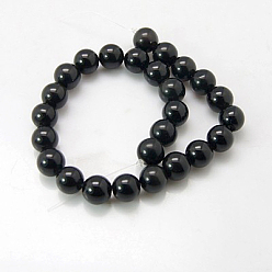 Black Synthetic Black Stone Beads Strands, Dyed, Round, Black, 12mm, Hole: 1mm, about 16pcs/strand, 7.8 inch