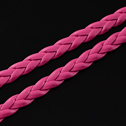 Rouge Violet Moyen Tressés cordons en cuir imitation, accessoires de bracelet à chevrons, support violet rouge, 5x2mm, environ 109.36 yards (100m)/paquet