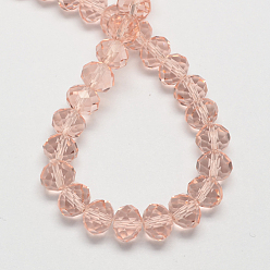 Light Salmon Handmade Glass Beads, Faceted Rondelle, Light Salmon, 14x10mm, Hole: 1mm, about 60pcs/strand