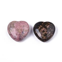 Rhodonite Natural Rhodonite Heart Love Stone, Pocket Palm Stone for Reiki Balancing, 30x30.5x12.5mm