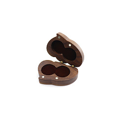Coffee Wooden Couple Rings Boxes, Velvet Inside, with Magnetic Clasps, for Wedding, Jewelry Storage Case, Coffee, 5x7cm