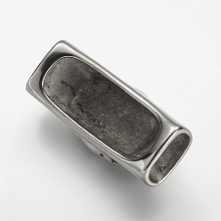 Antique Silver 304 Stainless Steel Slide Charms, Rectangle with Lion, Antique Silver, 39x18x15mm, Hole: 7x12mm