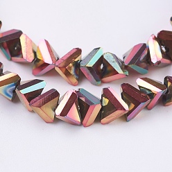 Rose Gold Plated Electroplate Glass Beads Strands, Full Plated, Faceted, Triangle, Rose Gold Plated, 4.5x5x6mm, Hole: 1mm, about 100pcs/strand, 13.7 inch(35cm)