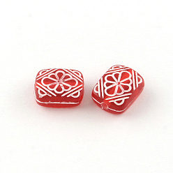 Red Acrylic Beads, Mixed Shapes, Red, 5.5~28x6~20x3~11mm, Hole: 1~5mm