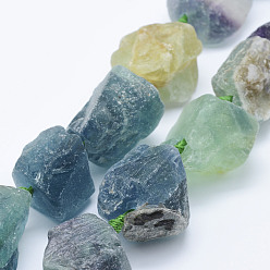 Fluorite Natural Fluorite Beads Strands, Nuggets, 18~37x12~30mm, Hole: 2mm, about 16~17pcs/strand, 16.5 inch~17.3 inch(42~44cm)