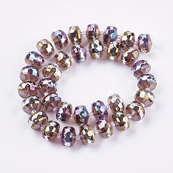 Mixed Color Electroplate Glass Beads Strands, Colours, Faceted, Rondelle, Mixed Color, 11~11.5x7.5~8.5mm, Hole: 1.5~2mm