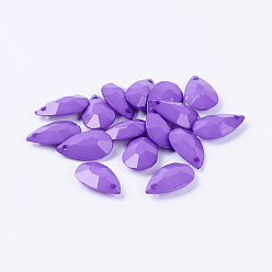 Violet Bleu Pendentifs acryliques opaques, facette, larme, bleu violet, 20x12x5mm, trou: 2 mm, environ 850 pcs / 500 g