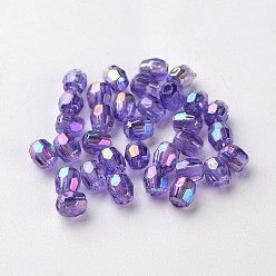 Mixed Color AB Color Plated Eco-Friendly Transparent Acrylic Barrel Beads, Faceted, Mixed Color, 4x4mm, Hole: 1mm, about 13333pcs/500g