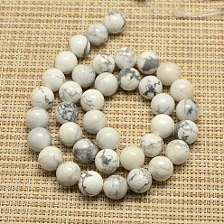 Howlite Natural Howlite Beads Strands, Round, 10mm, Hole: 1mm,  about 38pcs/strand, 15.7 inch