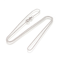 Platinum Rhodium Plated 925 Sterling Silver Ball Chain Necklaces, with Spring Ring Clasps, Platinum, 17.7 inch(45cm), 1.2mm