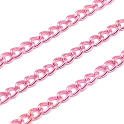 Бледно-Розовый Гальванических железных обуздать цепи, несварные, с катушкой, без свинца и без никеля , розовый жемчуг, 5x3x1 мм, около 164.04 футов (50 м) / рулон