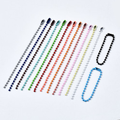 Mixed Color Spray Painted Iron Ball Chains, Tag Chains, Mixed Color, 117x2.5mm