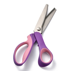 Violet 201 Stainless Steel Pinking Shears, Serrated Scalloped Scissors, with Plastic Handle, for Sewing, Craft, Dressmaking, Violet, 230x88x21mm
