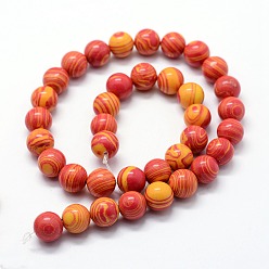 Orange Red Synthetic Malachite Beads Strands, Dyed, Round, Orange Red, 8mm, Hole: 1mm, about 46pcs/strand,  14.76 inch(37.5cm)