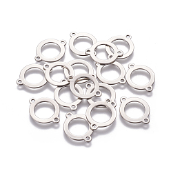 Stainless Steel Color 201 Stainless Steel Links connectors, Ring, Stainless Steel Color, 19x14.5x0.8mm, Hole: 1.6mm