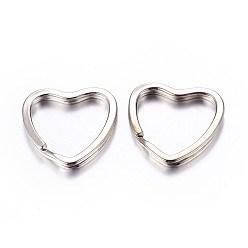Platinum Iron Split Key Rings, Keychain Clasp Findings, Valentine's Jewelry Findings, Heart, Platinum Color, about 31mm in diameter, 3mm thick, 25mm inner diameter