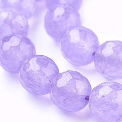 Pourpre Moyen Malaisie naturelles perles de jade brins, teint, facette, ronde, support violet, 10mm, Trou: 1.2mm, Environ 37 pcs/chapelet, 14.9 pouce