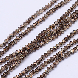 Coffee Faceted Rondelle Transparent Painted Glass Beads Strands, Coffee, 4x3mm, Hole: 1mm, about 125pcs/strand, 15 inch
