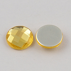 Mixed Color Taiwan Acrylic Rhinestone Cabochons, Flat Back and Faceted, Half Round/Dome, Mixed Color, 22x6.5mm