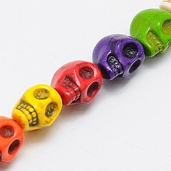 Mixed Color Synthetic Turquoise Beads Strands, Dyed, Skull, Mixed Color, 12x10x11mm, Hole: 1mm, about 506pcs/1000g