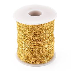 Золотой Латунные плоские овальные кабельные цепи, пайки, с катушкой, без кадмия, без никеля и без свинца, золотые, 2.5x2x0.45 мм, около 301.83 футов (92 м) / рулон