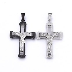Mixed Color Easter Theme 304 Stainless Steel Pendants, Crucifix Cross, Mixed Color, 38x25x7mm, Hole: 7x3.5mm