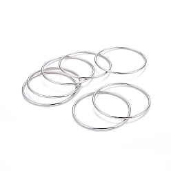 Stainless Steel Color Fashion 304 Stainless Steel Buddhist Bangle Sets, Stainless Steel Color, 2-1/2 inch(6.5cm), 7pcs/set
