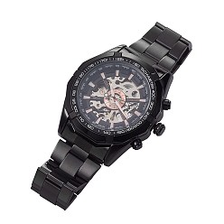 Bronze Tête de montre en alliage montres mécaniques, avec bracelet en acier inoxydable, gris anthracite, 220x20 mm, regarder la tête: 54x51x15 mm, regarder le visage: 35 mm