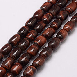 Tiger Eye Natural & Dyed Tiger Eye Bead Strands, Grade AB, Barrel, 10.5x14~15mm, Hole: 1mm, about 24pcs/strand, 15.94 inch