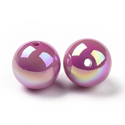 Violet ABS Plastic Beads, AB Color Plated, Round, Violet, 16x15mm, Hole: 2mm
