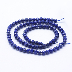 Lapis Lazuli Natural Lapis Lazuli Beads Strands, Grade AB, Round, 4mm, Hole: 1mm, about 94pcs/strand, 15.5 inch(39.5cm)