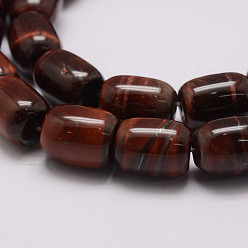 Tiger Eye Natural & Dyed Tiger Eye Bead Strands, Grade AB, Barrel, 10.5x14~15mm, Hole: 1mm, about 24pcs/strand, 15.94 inch