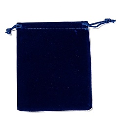 Dark Blue Rectangle Velvet Pouches, Gift Bags, Dark Blue, 12x10cm