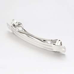 Platinum Iron Hair Barrette Findings, French Hair Clip Findings, Platinum, 97x10x3mm, Hole: 3mm