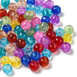 Couleur Mélangete Perles en verre craquelé transparentes, ronde, couleur mixte, 6~7x6mm, trou: 1 mm, environ 1500 pcs / 500 g