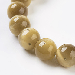 Tiger Eye Natural Gold Tiger Eye Beads Strands, Grade A, Round, 8mm, Hole: 1mm about 24pcs/strand, 8 inch