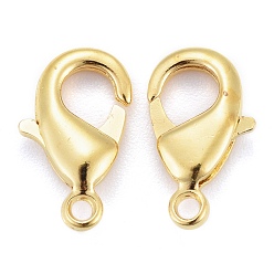 Golden Brass Lobster Claw Clasps, Parrot Trigger Clasps, Cadmium Free & Nickel Free & Lead Free, Golden, 12x7x3mm, Hole: 1mm