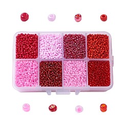 Red 12/0 Glass Seed Beads, Ceylon Round  Loose Spacer Beads, 2mm, Red, 2mm, Hole: 1mm, about 12500pcs/box