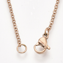 Rose Gold 304 Stainless Steel Cable Chain Necklace Making, with Lobster Claw Clasps, Rose Gold, 21.8 inch~22.1 inch(55.5~56.3cm), 1.5mm, Hole: 2.5mm