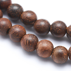 Bois Brins de perles de bois de rose naturel, ronde, teint, 10mm, Trou: 1mm, Environ 39 pcs/chapelet, 15.55 pouce (39.5 cm)