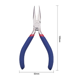 Midnight Blue Jewelry Pliers, #50 Steel(High Carbon Steel) Short Chain Nose Pliers, Midnight Blue, 125x53mm