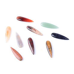 Mixed Stone Natural & Synthetic Mixed Stone Pendants, teardrop, 35~37x10x5~6mm, Hole: 1mm