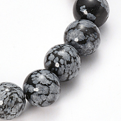 Snowflake Obsidian Natural Snowflake Obsidian Beaded Stretch Bracelets, Round, 2-1/4 inch(58mm), Bead: 12~13mm