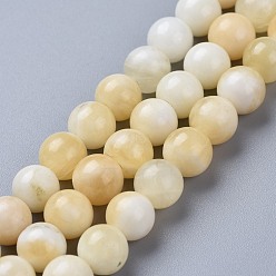 Other Jade Natural Honey Jade Beads Strands, Round, 8~8.5mm, Hole: 0.8mm, about 46pcs/strand, 14.96 inch(38cm)