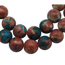 Red Synthetic Ocean White Jade(Rain Flower Stone) Beads Strands, Dyed, Round, Red, 8mm, Hole: 0.8mm, 50pcs/strand, 15 inch